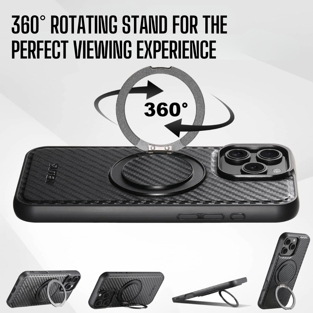 Frons Carbon Fiber Shockproof iPhone Case With Kickstand