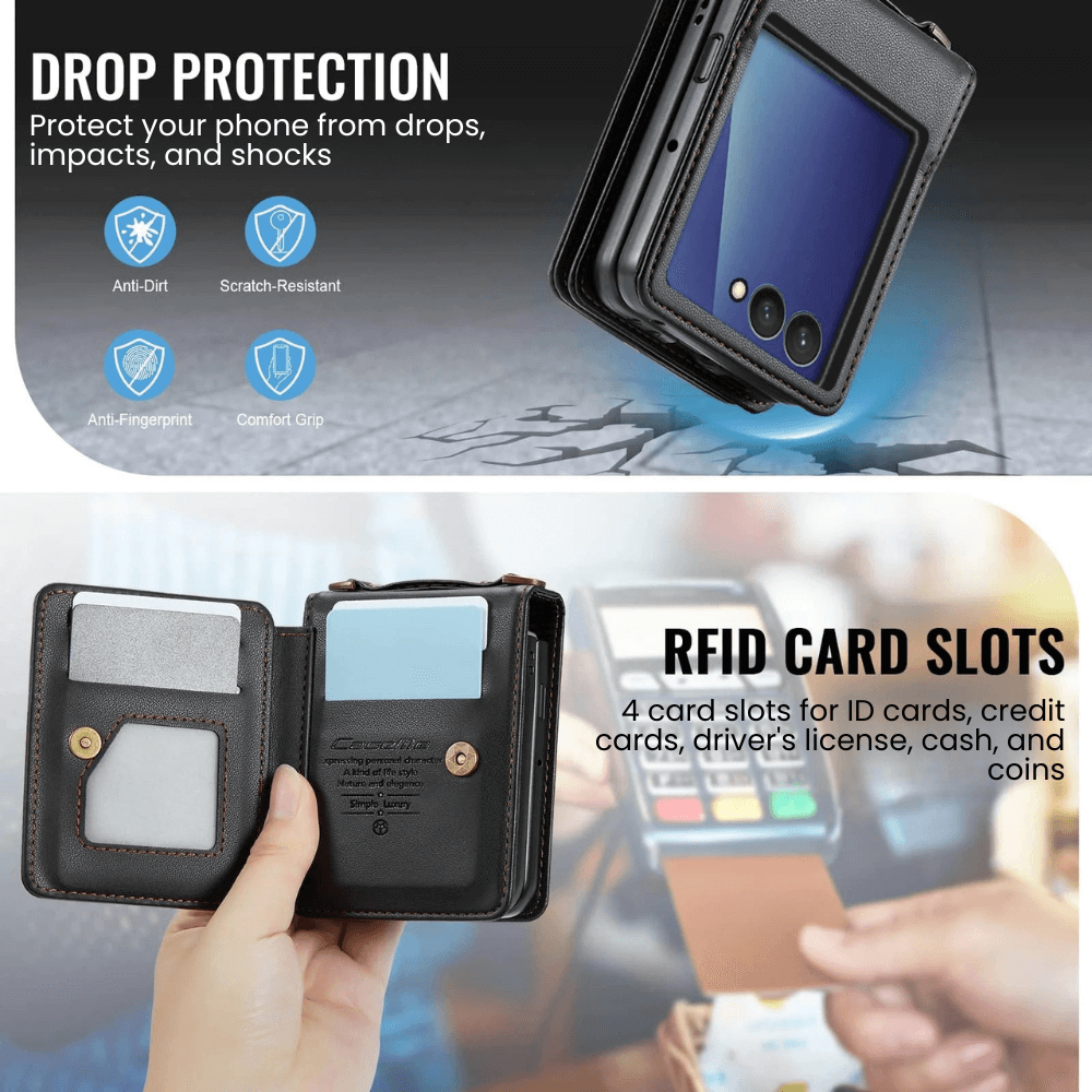 Pollen RFID Blocking Wallet Leather Case For Galaxy Z Flip