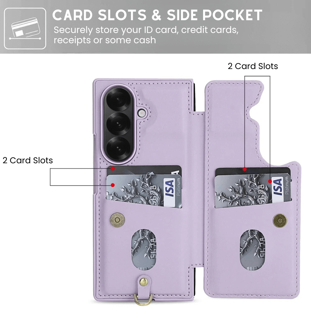 Privo Floral Design Detachable Wallet Case For Galaxy Z Fold