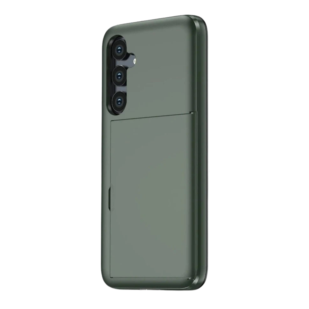 Evito Military Grade Slide Wallet Galaxy Case With Card Slot Black Green