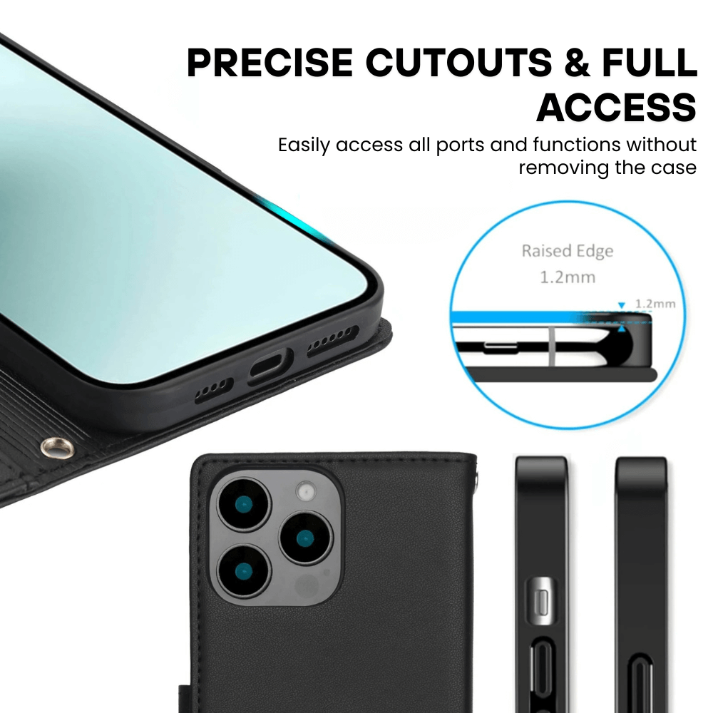 Saeta Shockproof Leather Flip Wallet Case for iPhone Series 11-14