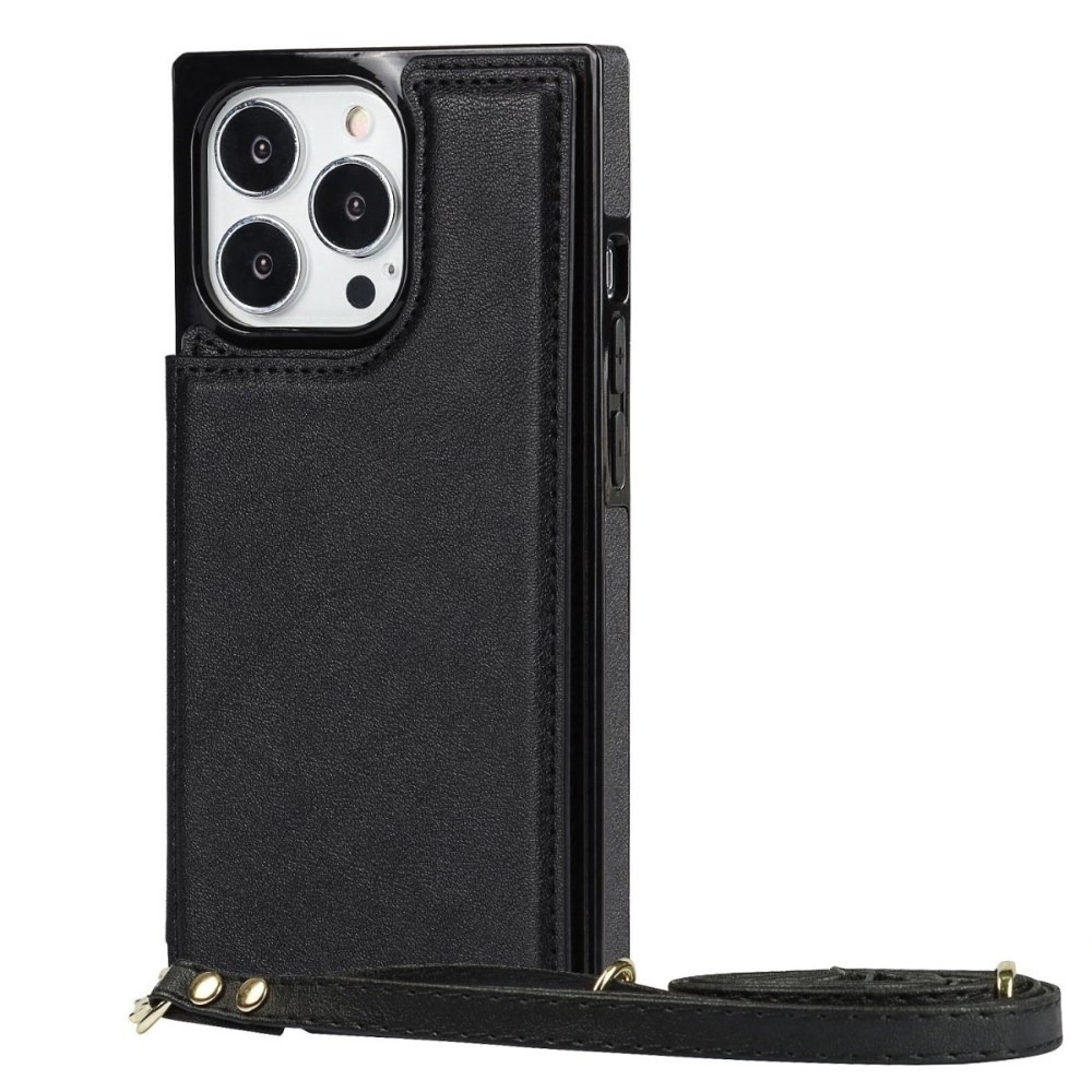 Nimbus Crossbody Leather iPhone Case Black