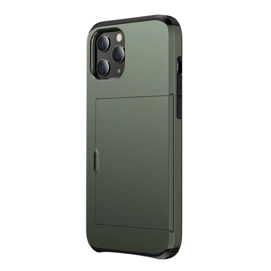 Depereo Military Grade Slide Wallet Case For iPhone With Card Slot Black Green
