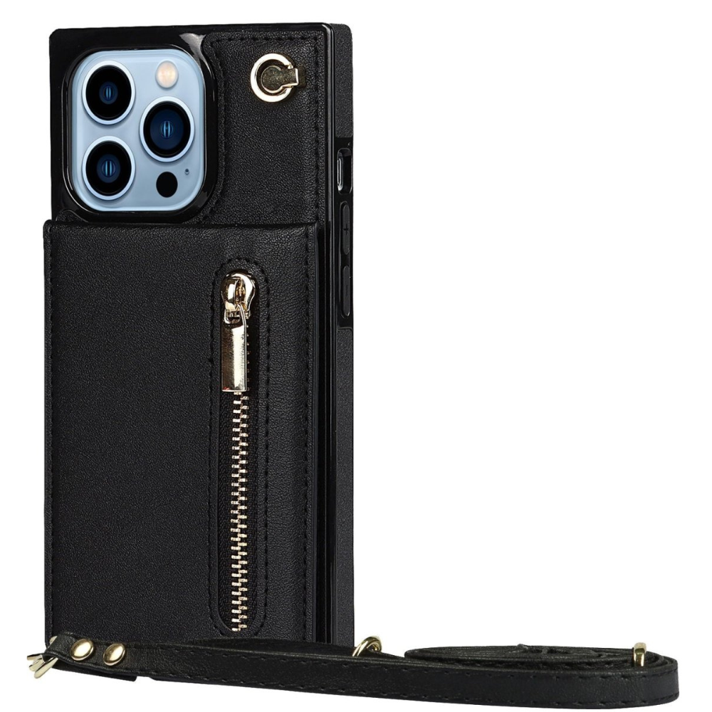 Nitida Crossbody Leather Case With Stand Black