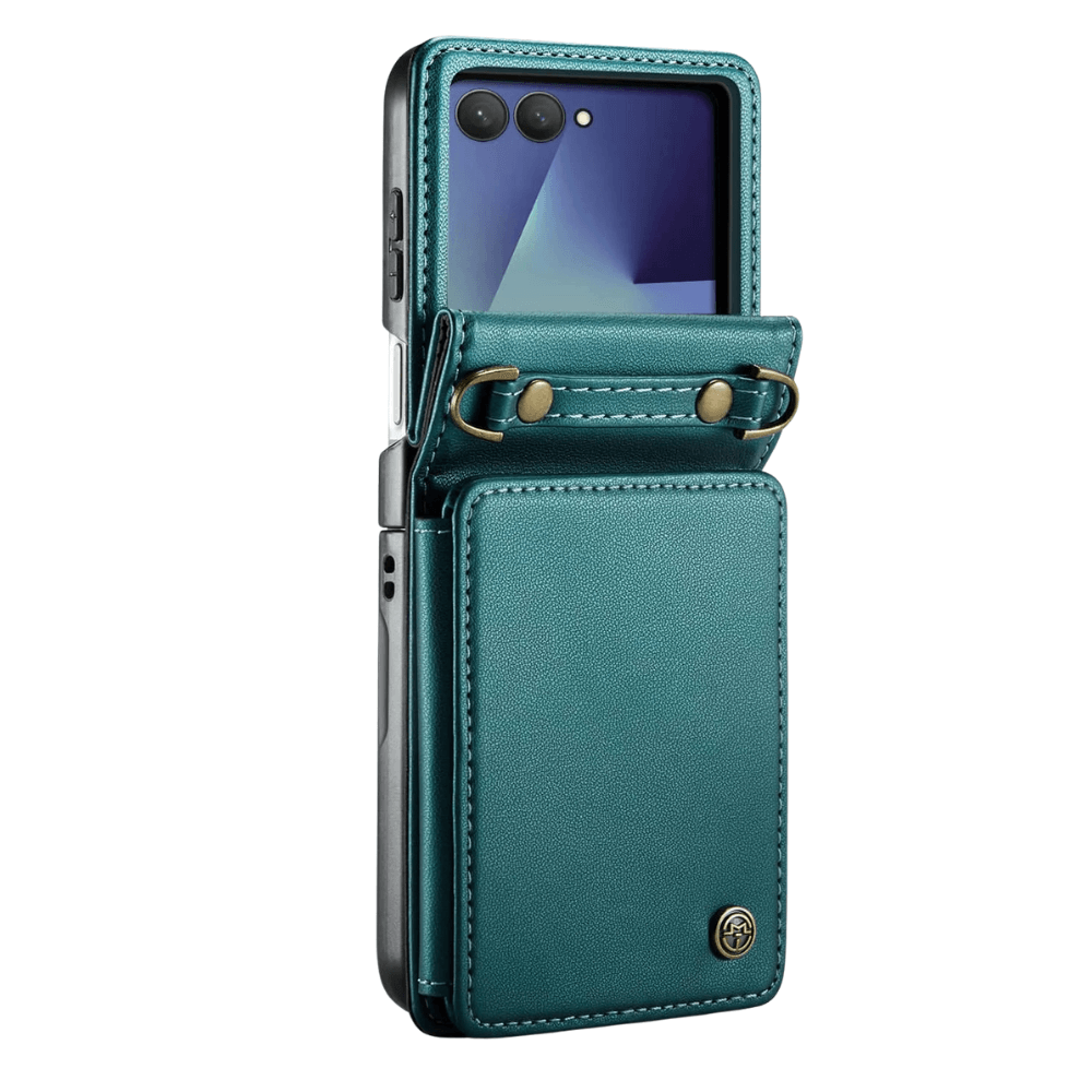 Pollen RFID Blocking Wallet Leather Case For Galaxy Z Flip Green