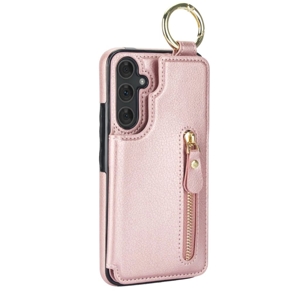 Degero Magnetic Wallet Leather Case For Galaxy A Series Rose Gold