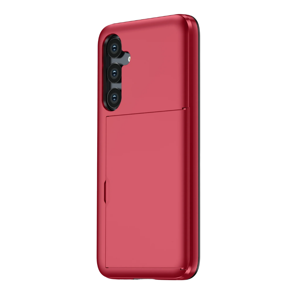 Evito Military Grade Slide Wallet Galaxy Case With Card Slot Red