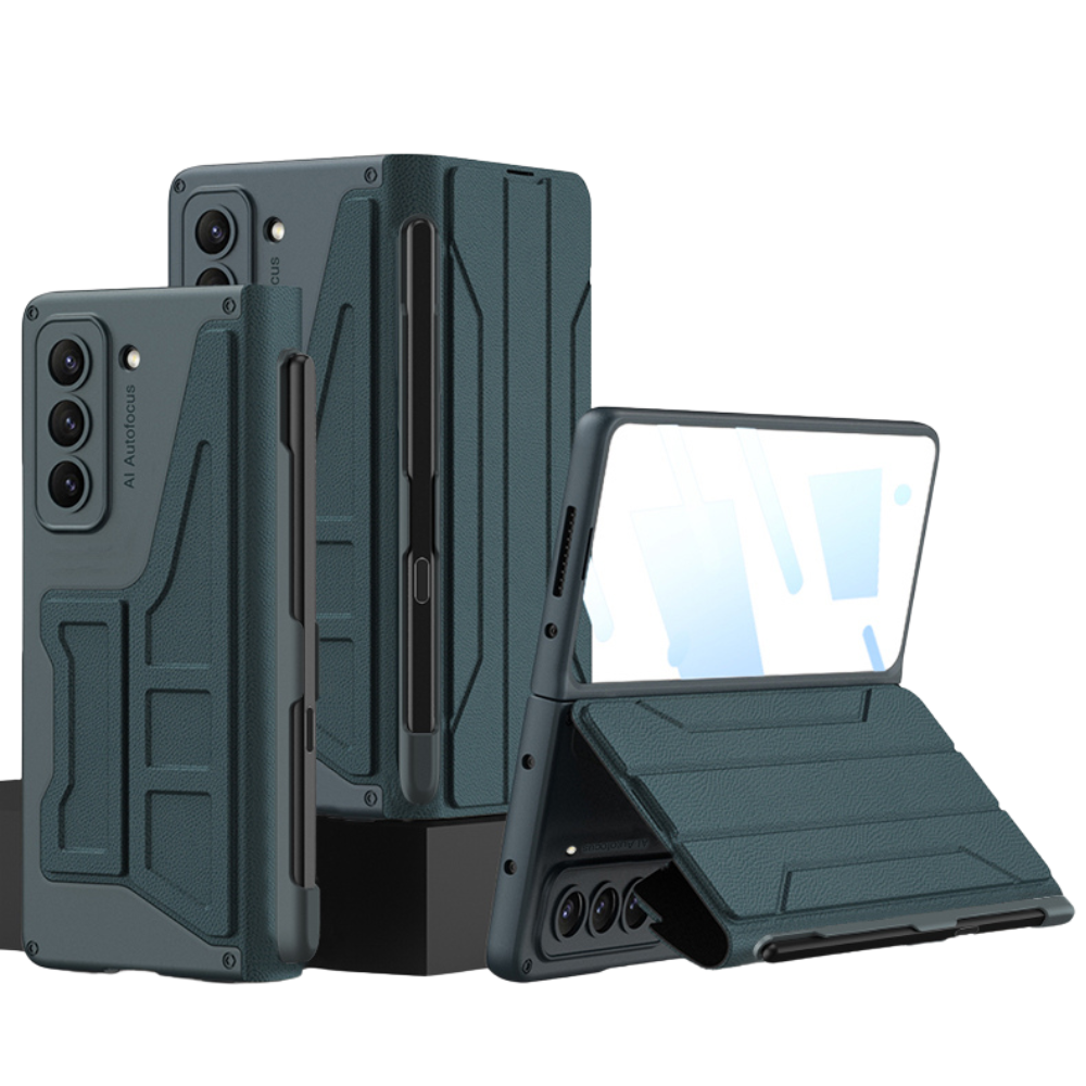 Cedere Shell Membrane Integrated Leather Case for Galaxy Z Fold 5 Green Galaxy Z Fold 5