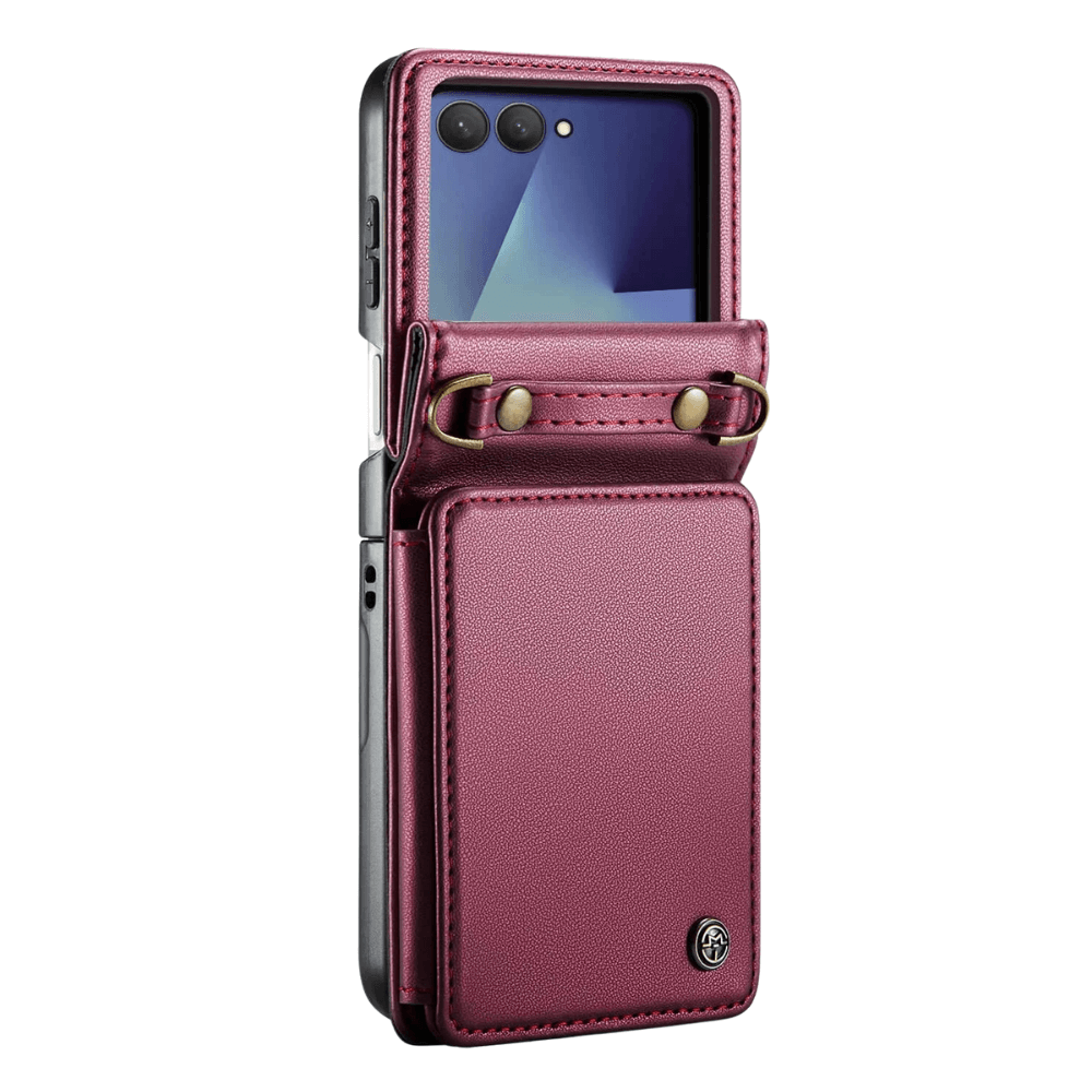 Pollen RFID Blocking Wallet Leather Case For Galaxy Z Flip Red