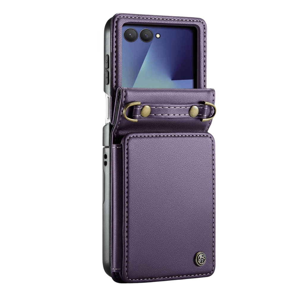 Pollen RFID Blocking Wallet Leather Case For Galaxy Z Flip Purple