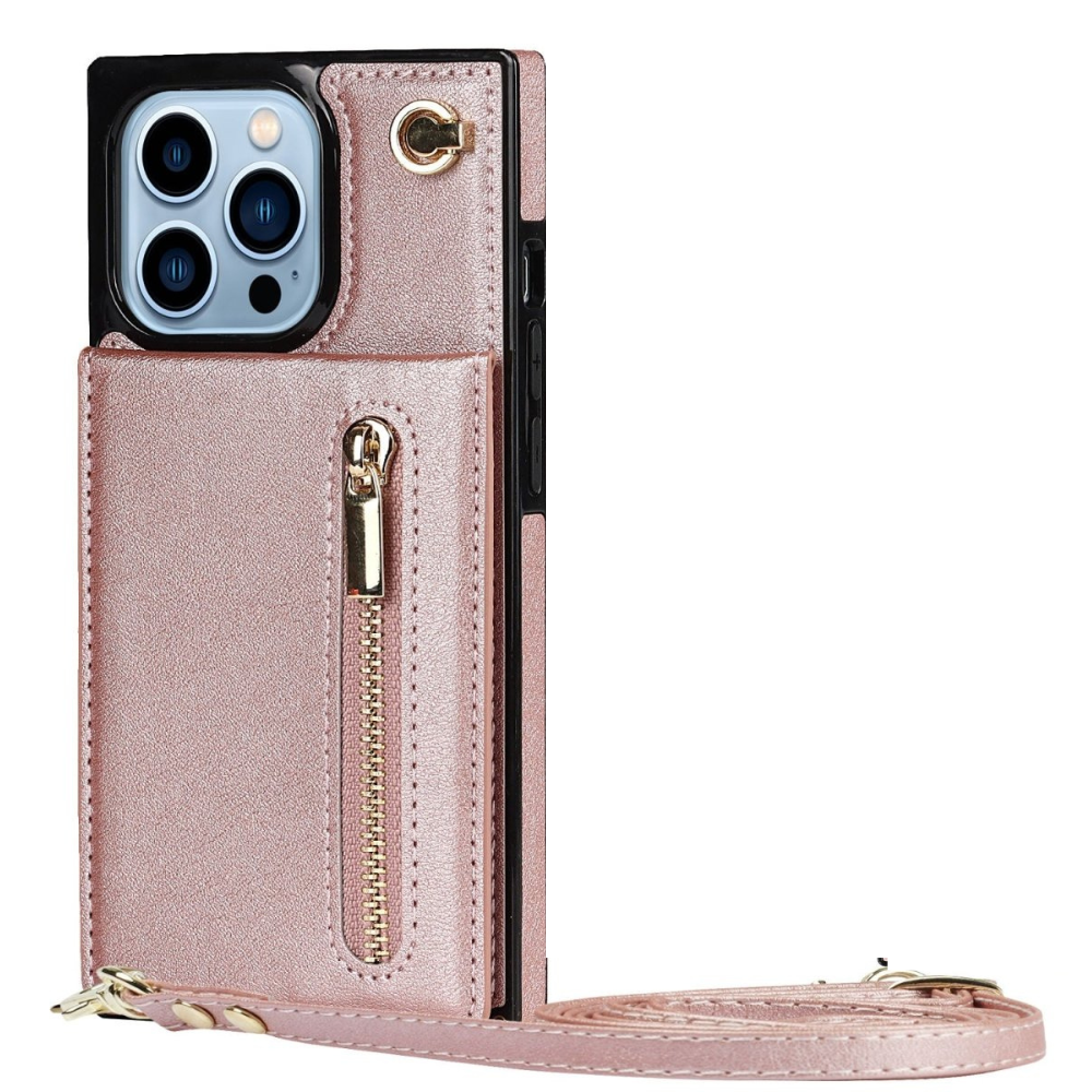 Nitida Crossbody Leather Case With Stand Rose Gold