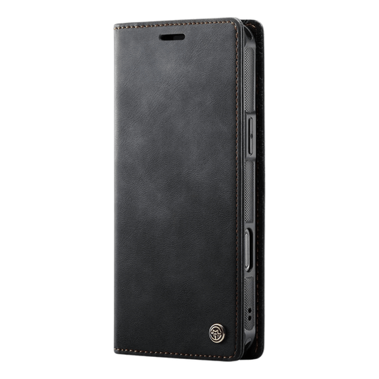 Quae Leather Flip MagSafe Wallet iPhone Case Black