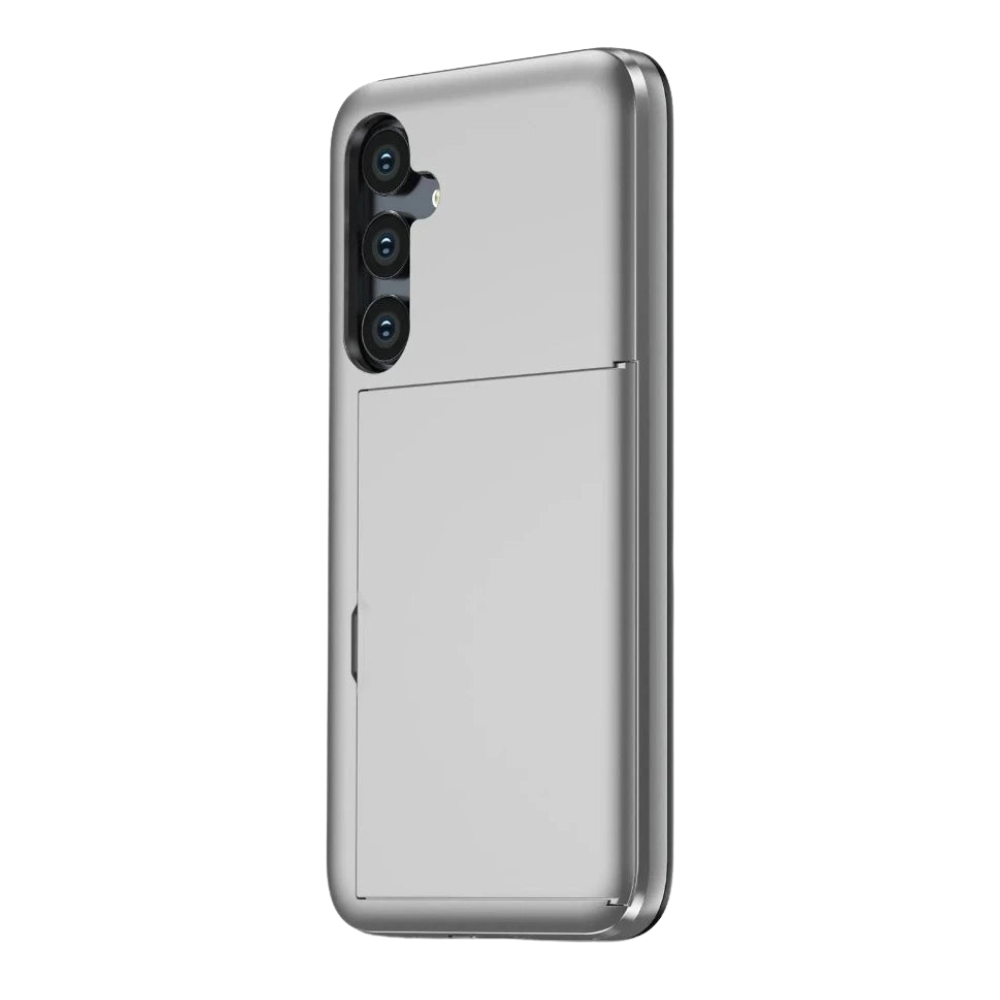Evito Military Grade Slide Wallet Galaxy Case With Card Slot Silver
