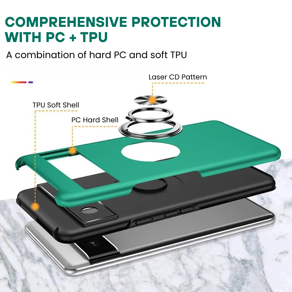Pateo Shockproof Case For Google Pixel With Ring Holder