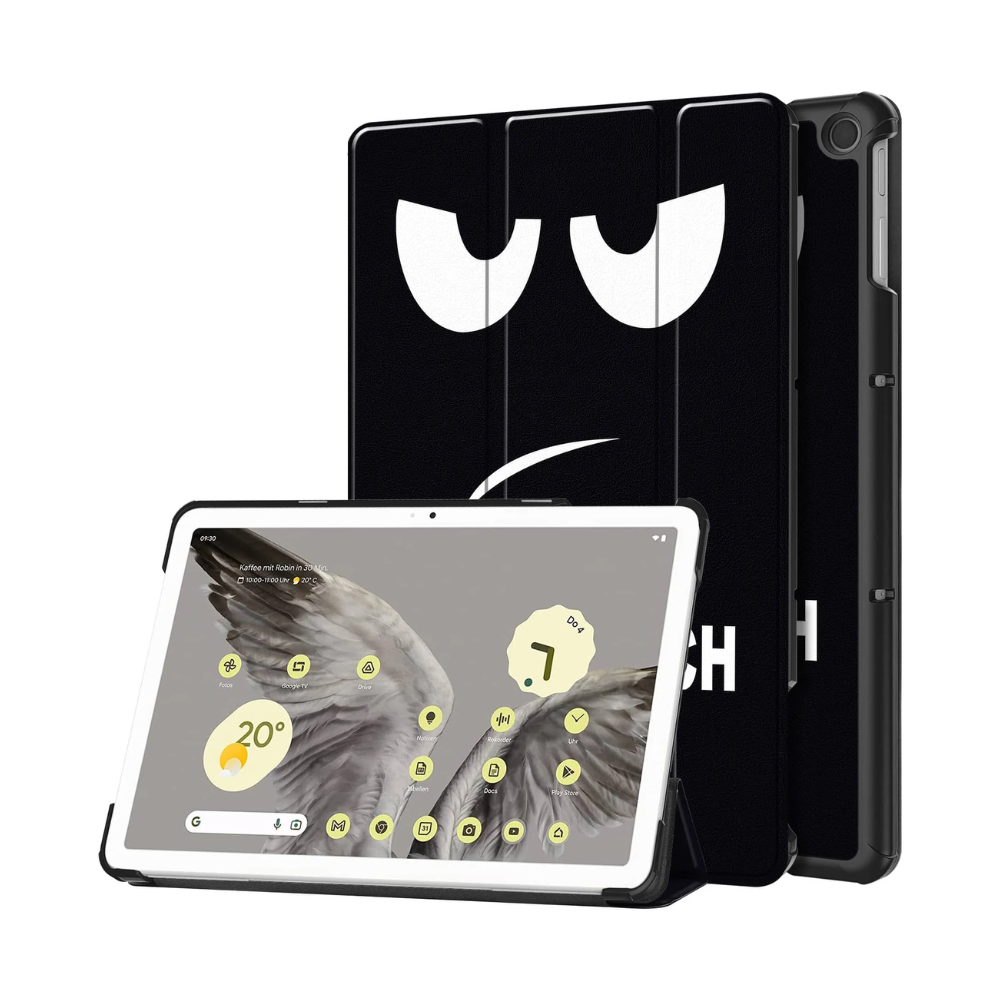 Faveo Tri-Fold Shockproof Case For Google Pixel Tablet Black Grumpy Face Google Pixel Tablet 11"