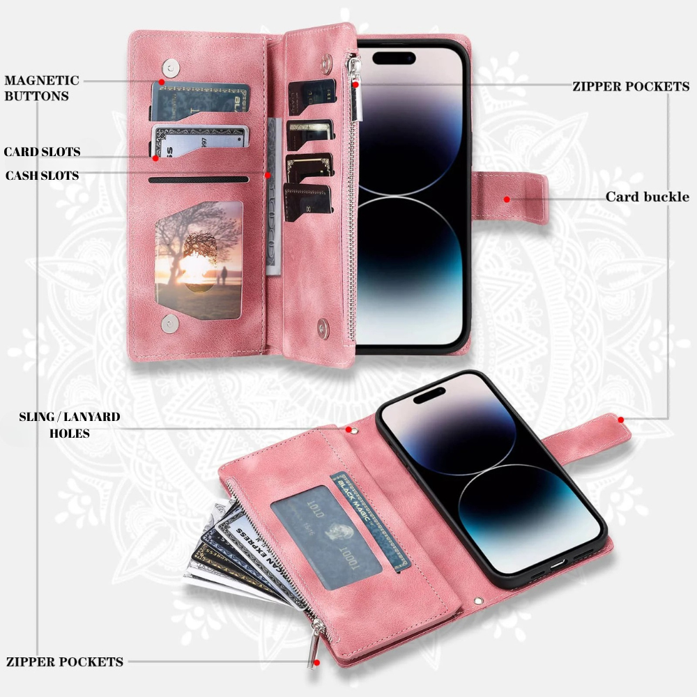 Denuo Magnetic Leather Wallet iPhone Case With Straps