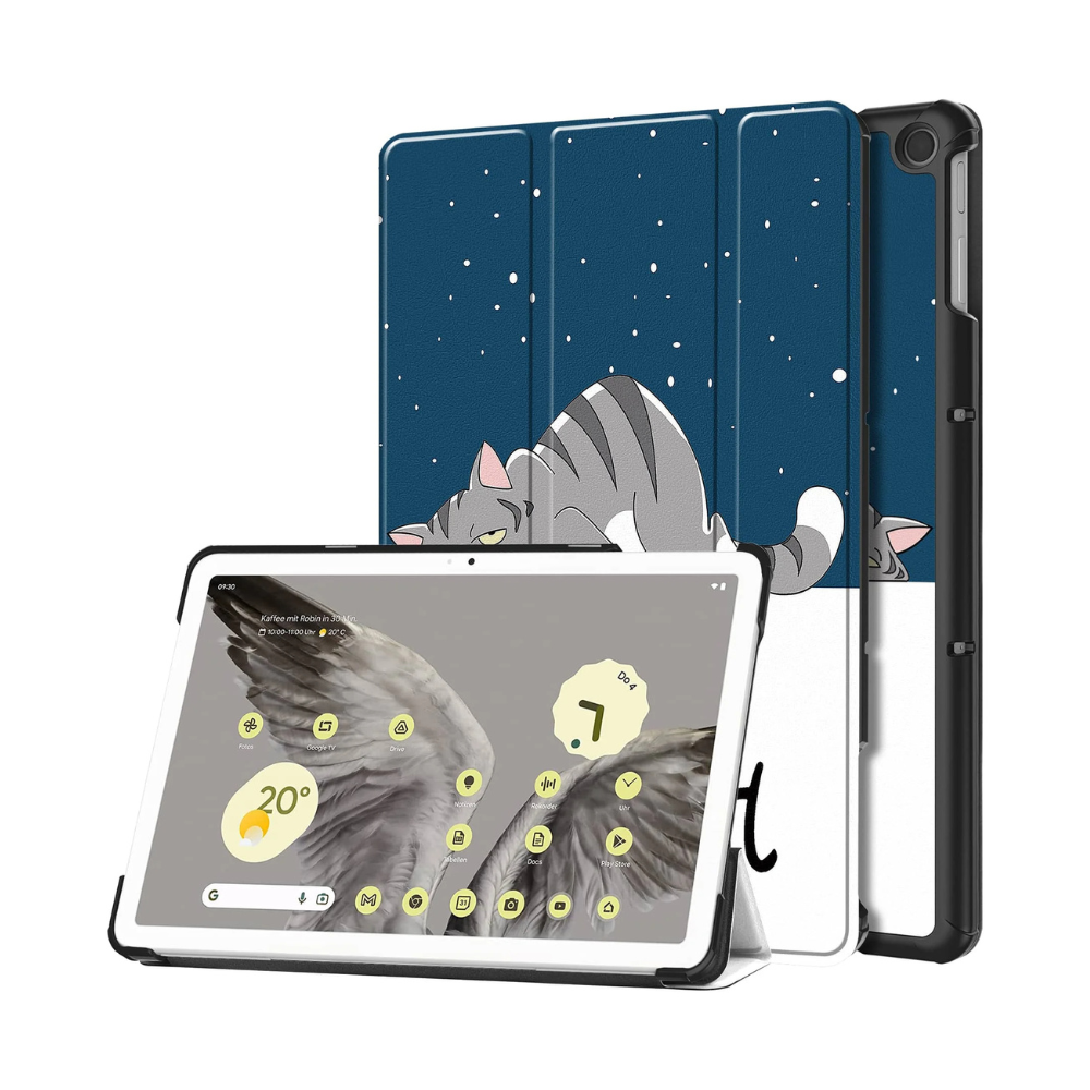 Faveo Tri-Fold Shockproof Case For Google Pixel Tablet Navy Blue Cat Google Pixel Tablet 11"