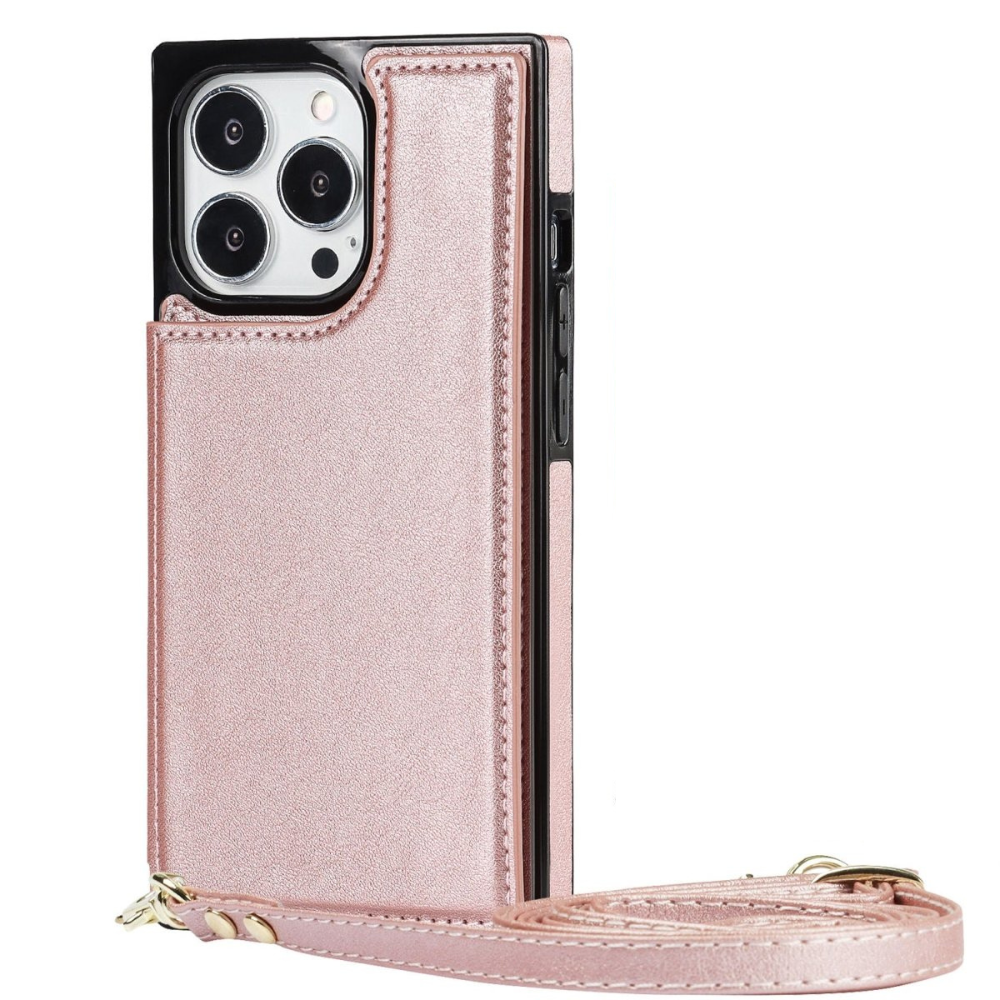Nimbus Crossbody Leather iPhone Case Rose Gold