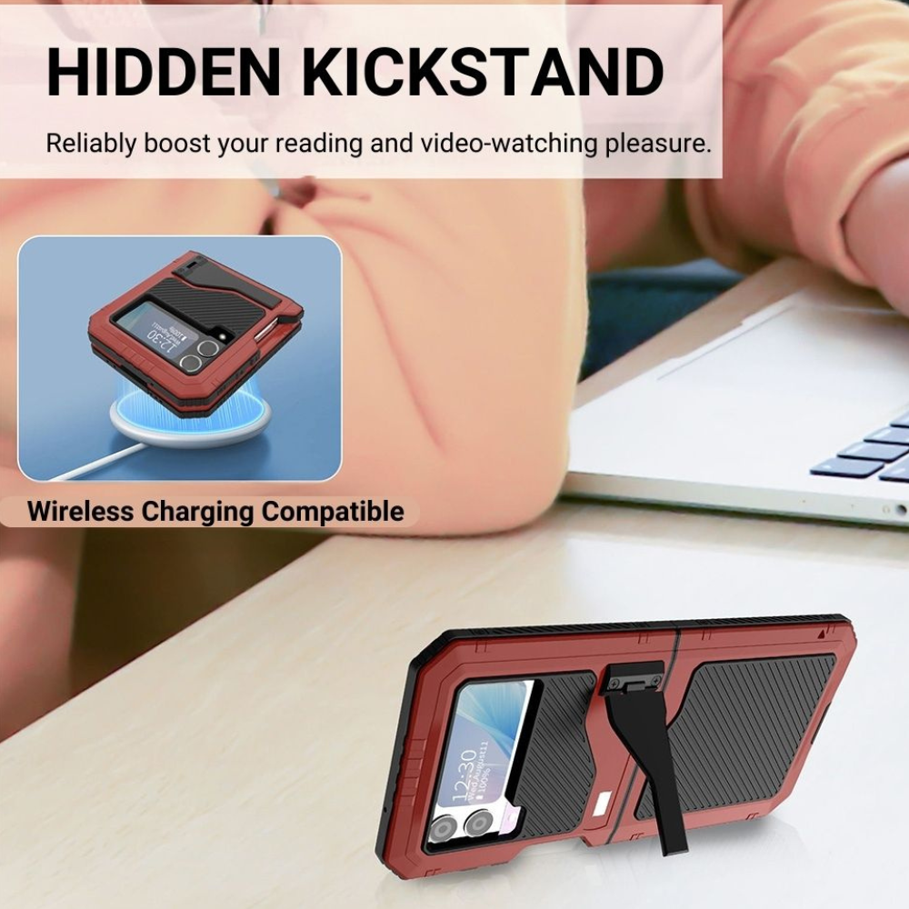 Olim Shockproof Case With Kickstand and Camera Protection for Samsung Galaxy Z Flip 4