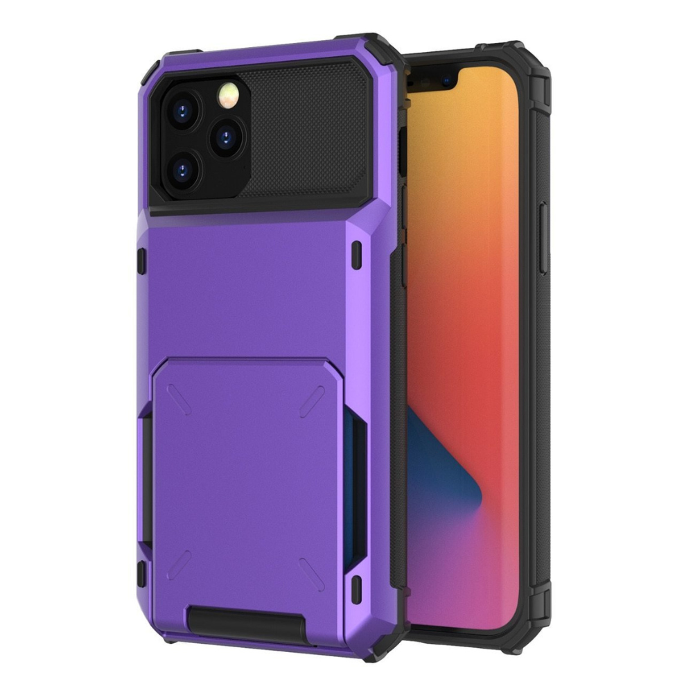 Orbit Shockproof iPhone Wallet Case For X, 11, 12 & 13 Series Purple