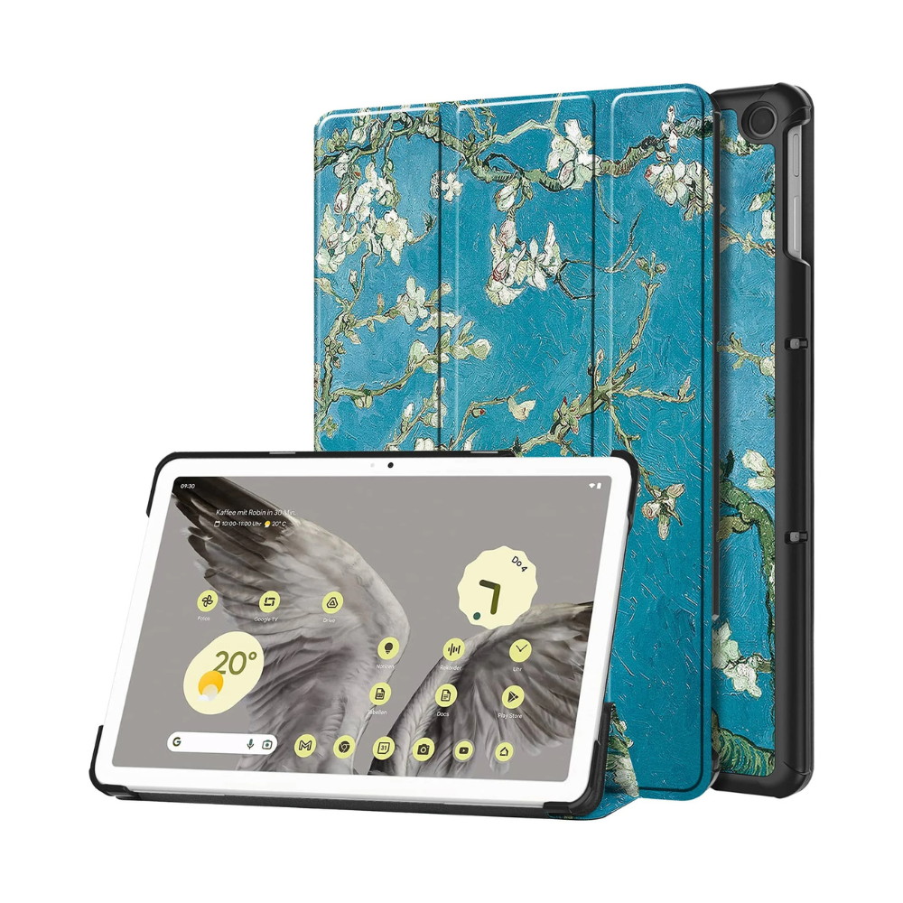 Faveo Tri-Fold Shockproof Case For Google Pixel Tablet Teal Blossom Google Pixel Tablet 11"