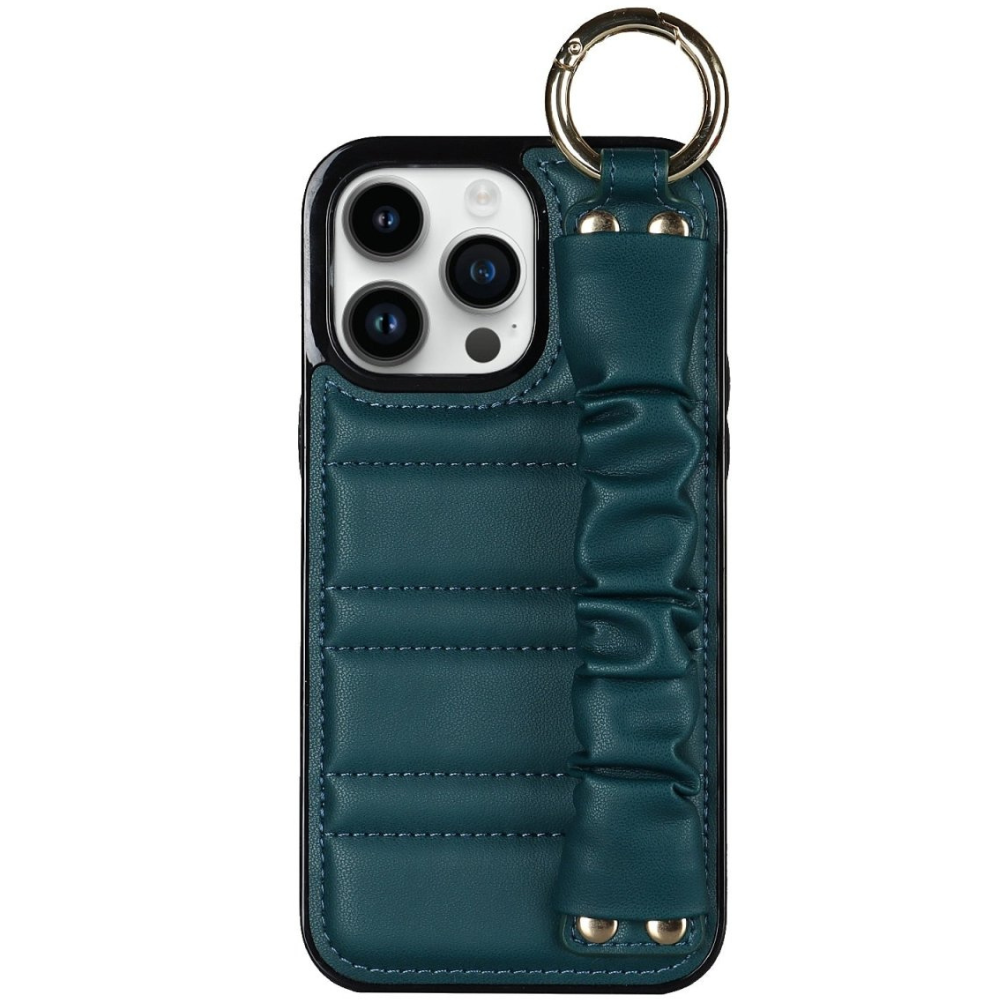 Alterna Luxury Leather iPhone Case With Wristband Dark Green