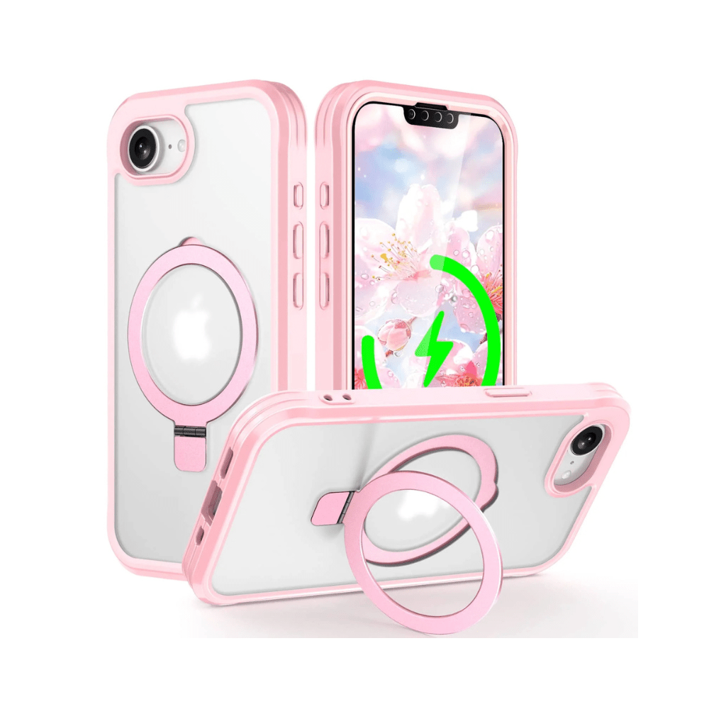 Denego Shockproof MagSafe Case With Screen Protector For iPhone 16e Pink iPhone 16e