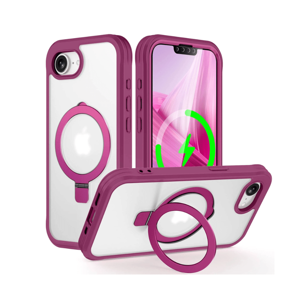 Denego Shockproof MagSafe Case With Screen Protector For iPhone 16e Rose Red iPhone 16e