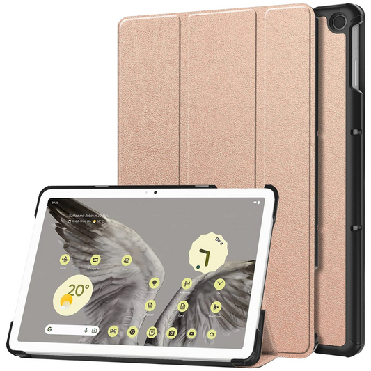 Fama Tri-Fold Leather Case For Google Pixel Tablet Rose Gold Google Pixel Tablet 11"