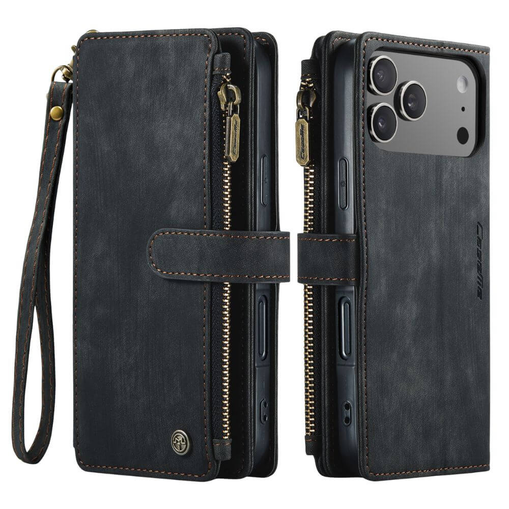 Saevio Magnetic Leather iPhone Case Black iPhone 17 Pro