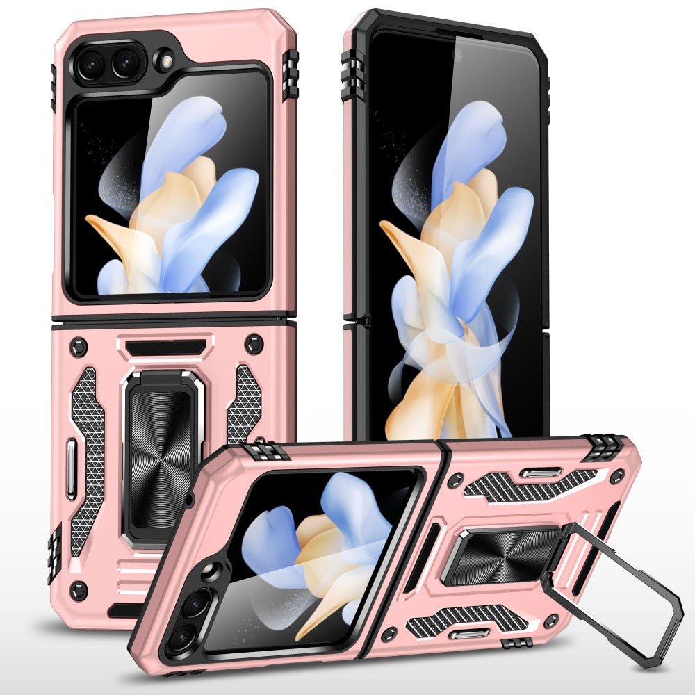 Ignis Military Shockproof Case for Galaxy Z Flip With Magnetic Ring Kickstand Rose