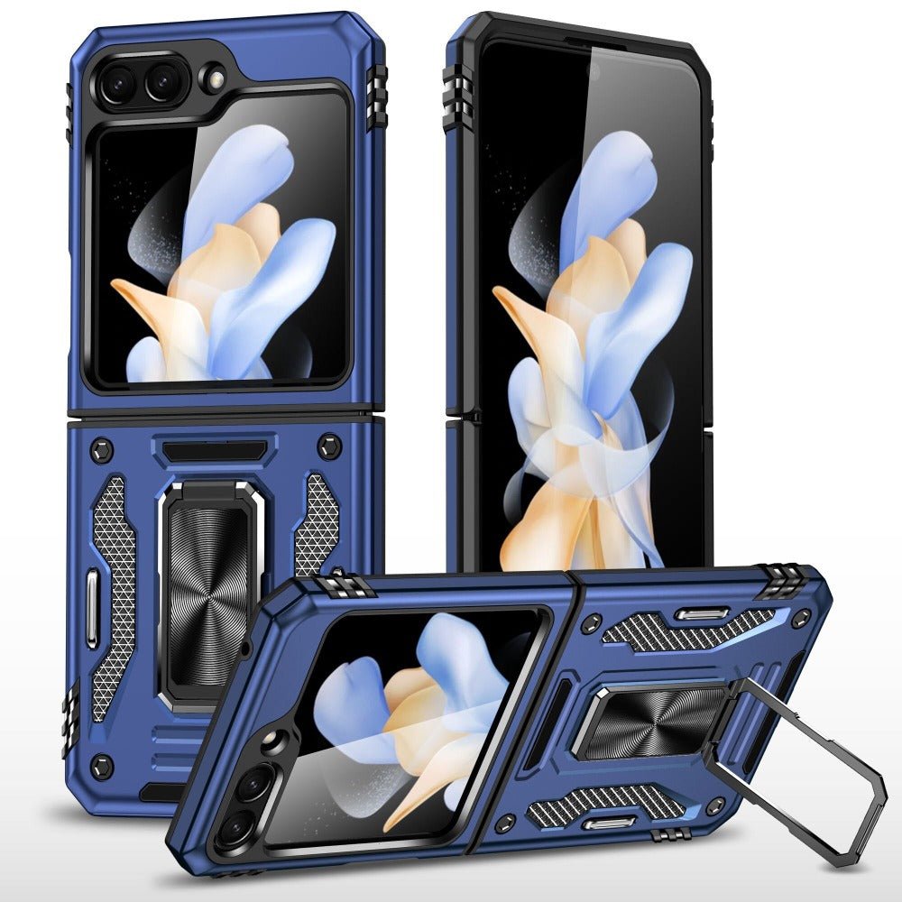 Ignis Military Shockproof Case for Galaxy Z Flip With Magnetic Ring Kickstand Blue