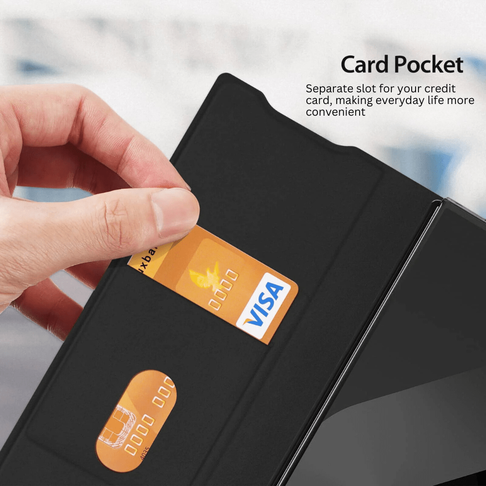 Recro Leather Case For Galaxy Z Fold With Card Holder And Kickstand