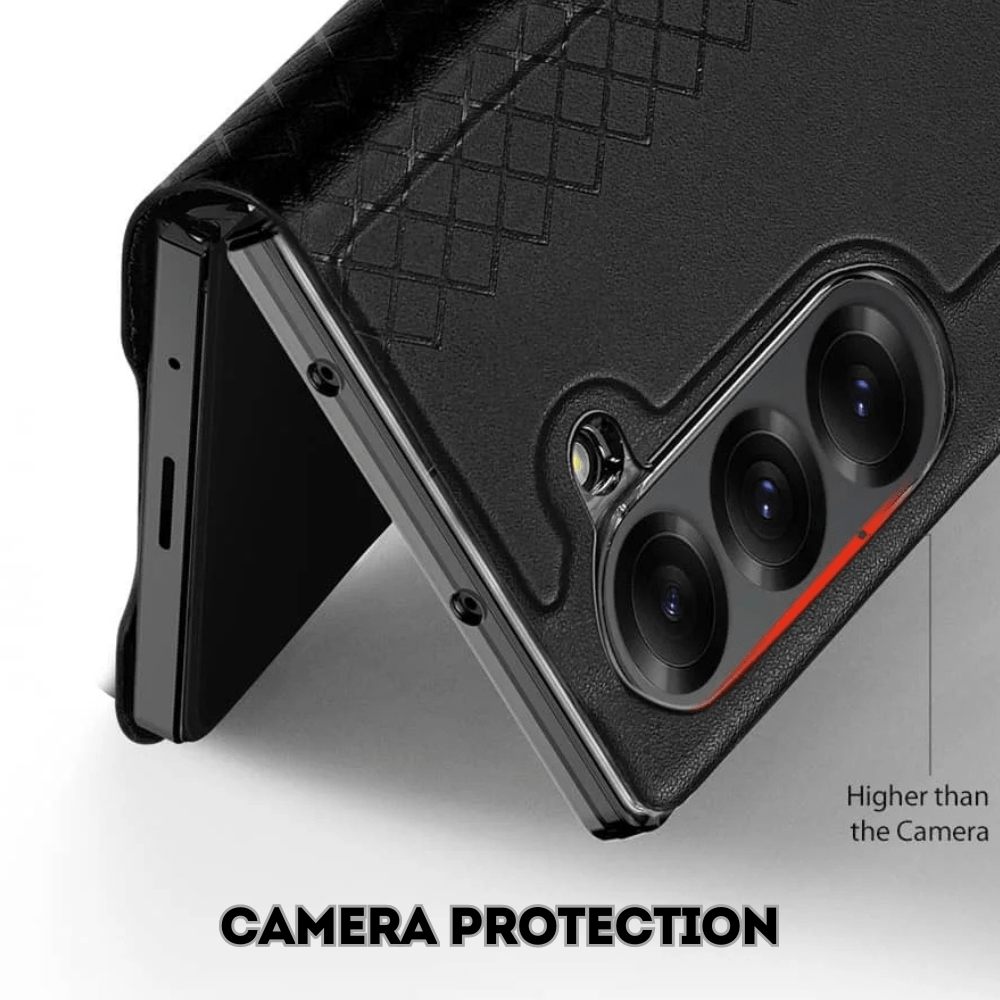 Recro Leather Case For Galaxy Z Fold With Card Holder And Kickstand