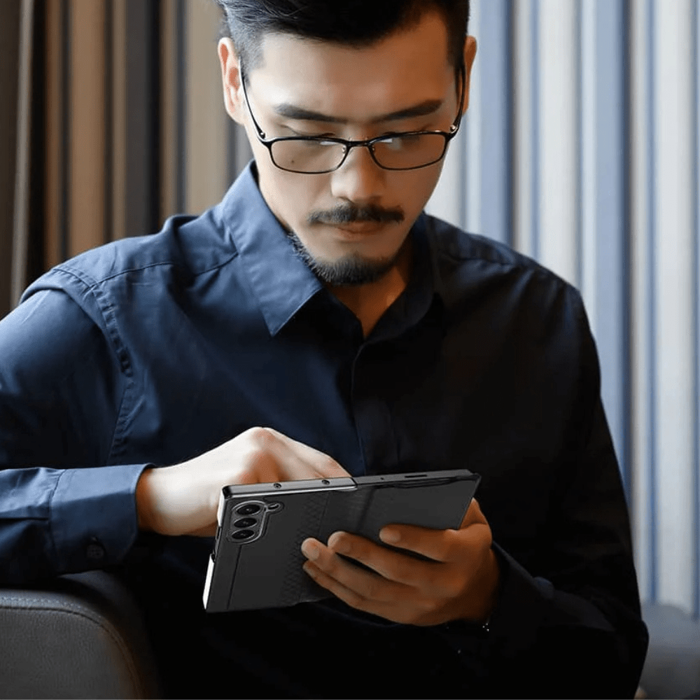 Recro Leather Case For Galaxy Z Fold With Card Holder And Kickstand