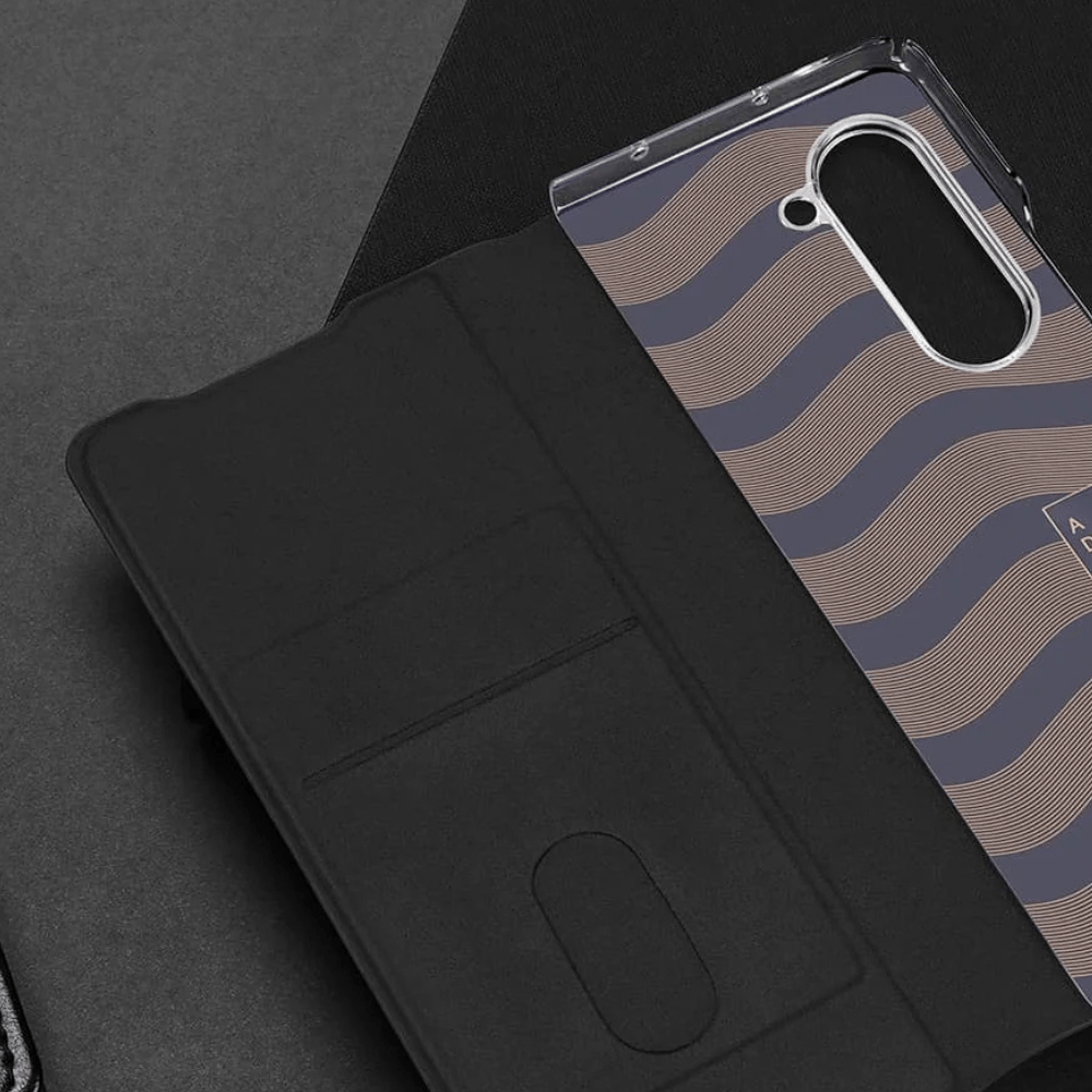 Recro Leather Case For Galaxy Z Fold With Card Holder And Kickstand