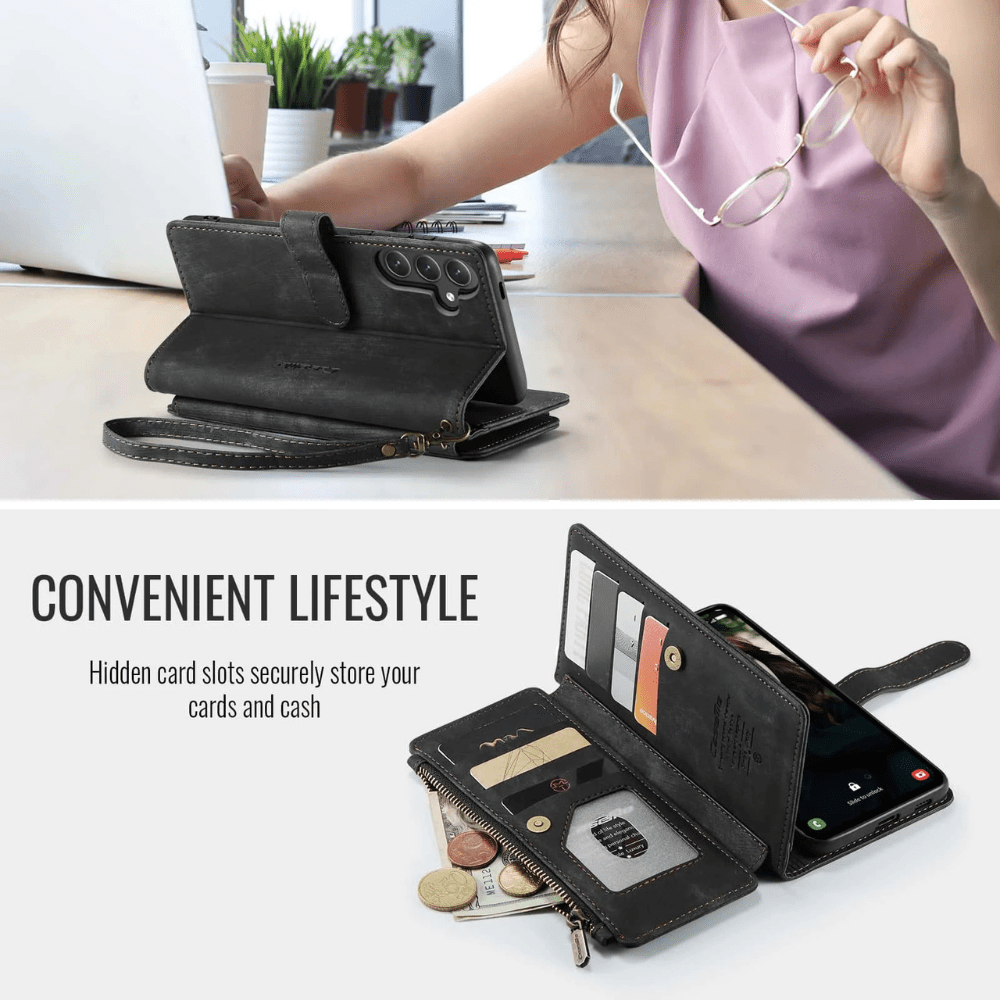 Saevio Magnetic Leather Wallet Case For Galaxy Note Series