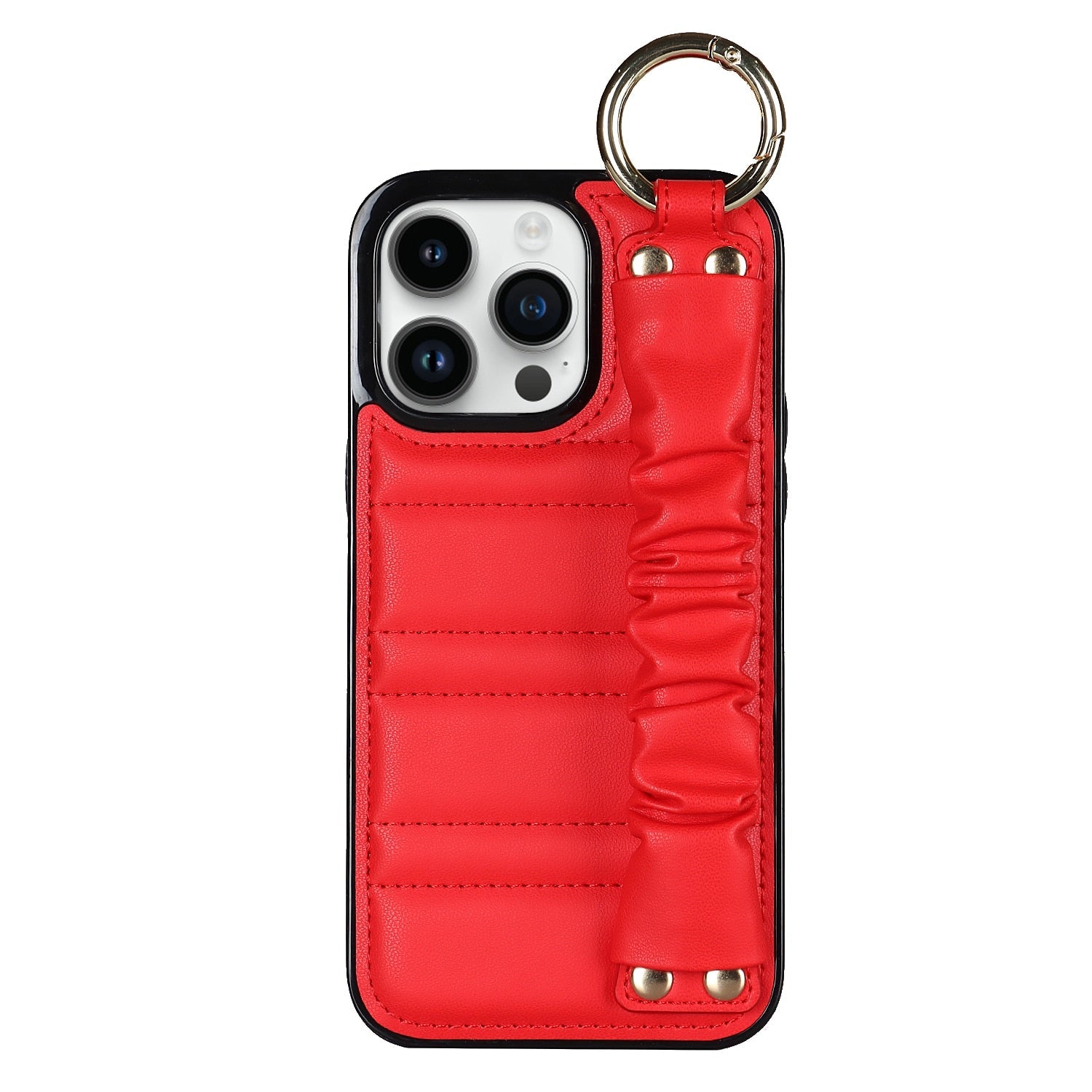 Alterna Luxury Leather iPhone Case With Wristband Red