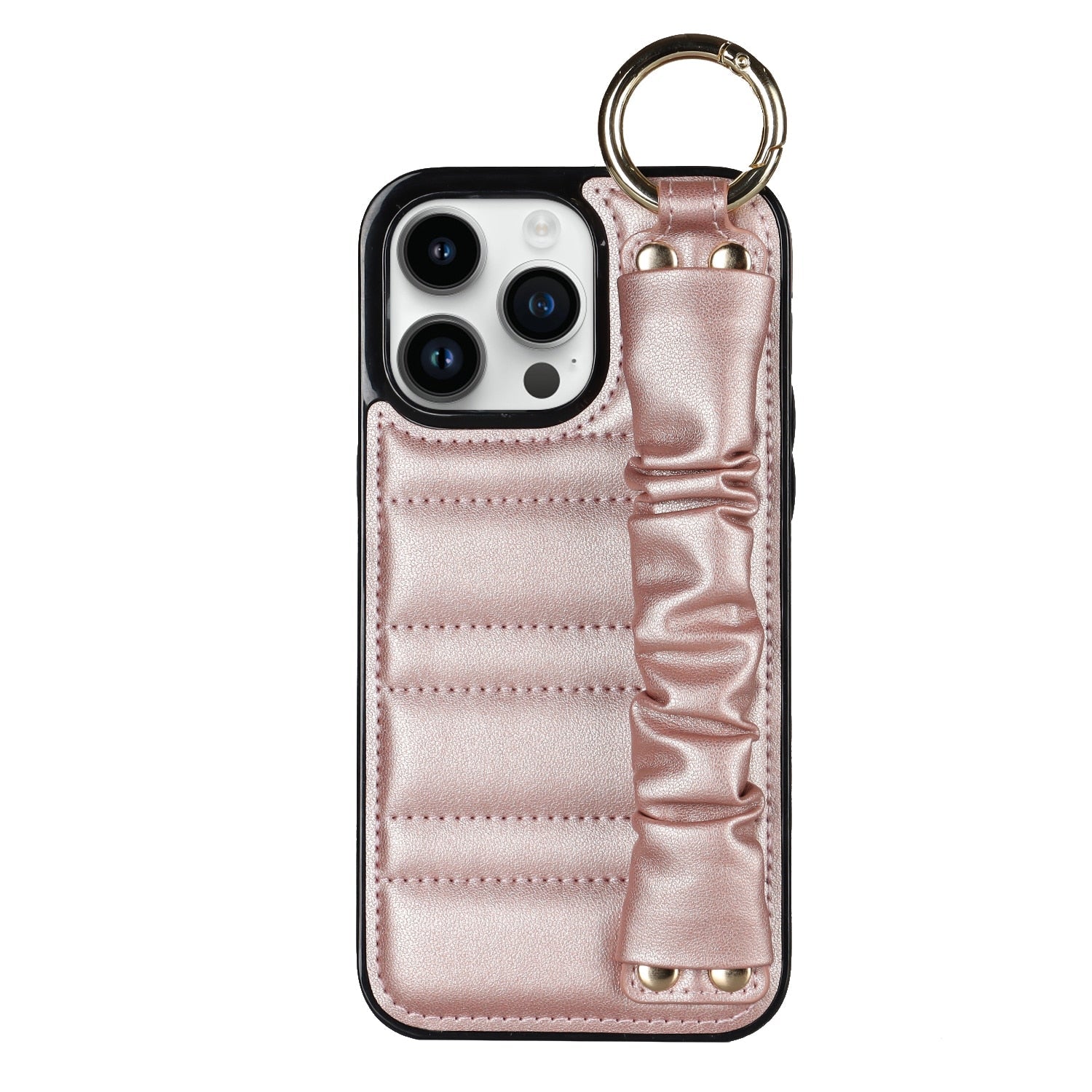 Alterna Luxury Leather iPhone Case With Wristband Rose Gold