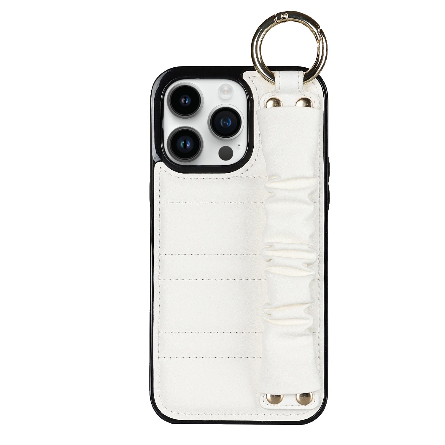 Alterna Luxury Leather iPhone Case With Wristband White