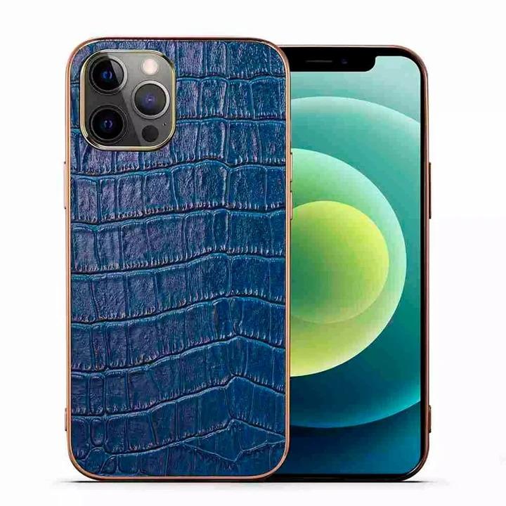 Abduco Genuine Leather iPhone Case Crocodile Blue
