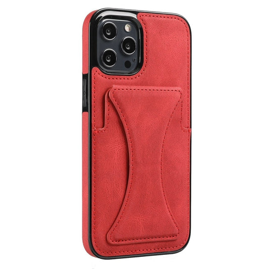 Amare Leather iPhone Case For Series 14-17 With Card Holder Red
