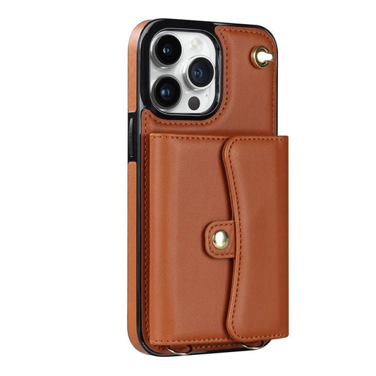 Avida Leather Wallet iPhone Case With Long Lanyard Brown