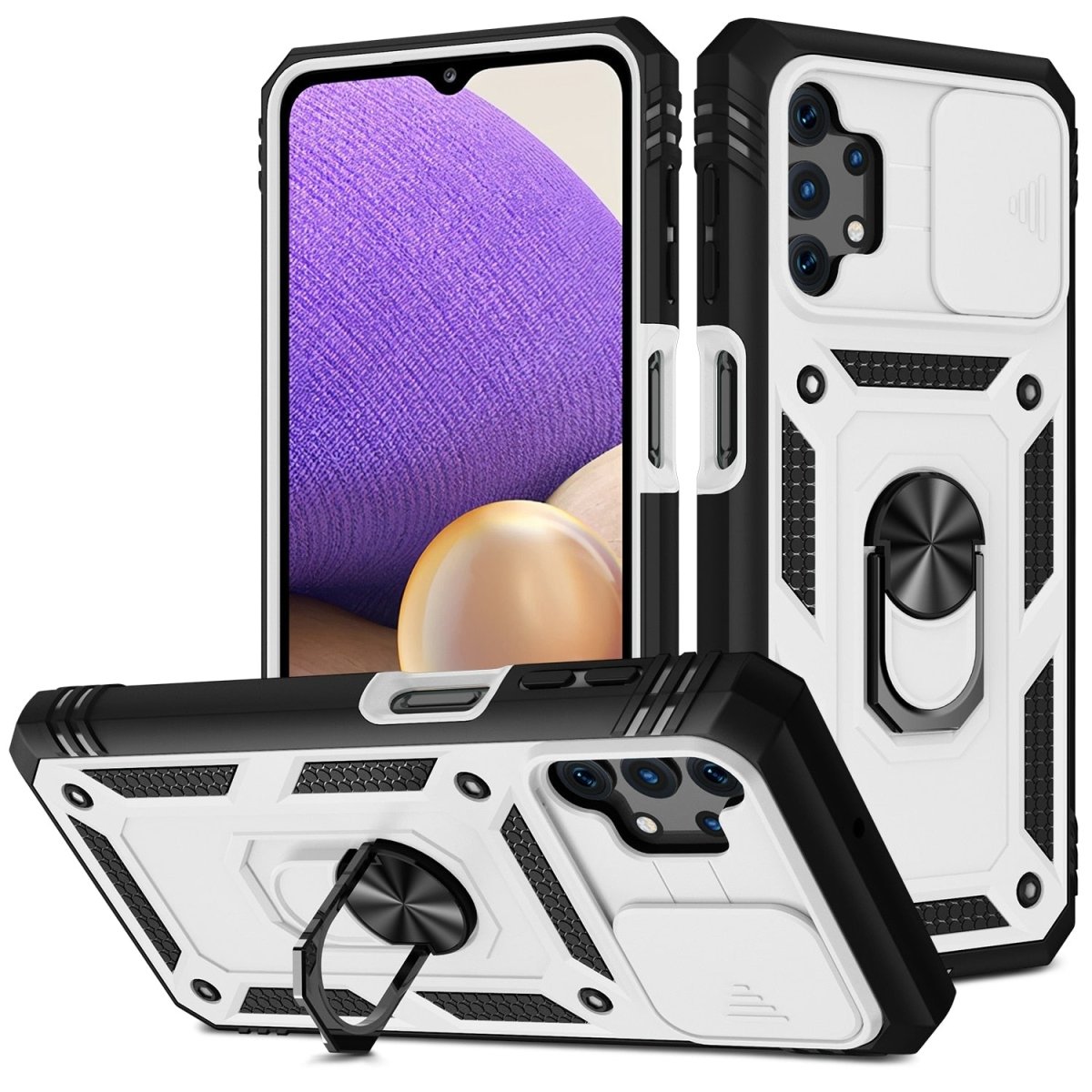 Bravo Shockproof Galaxy Case With Kickstand White