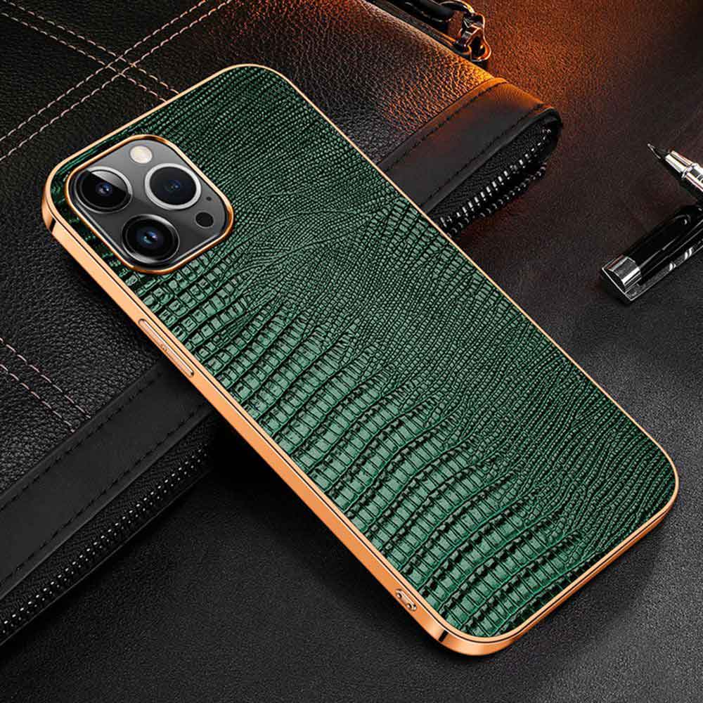Contra Luxury Genuine Leather iPhone Case Green