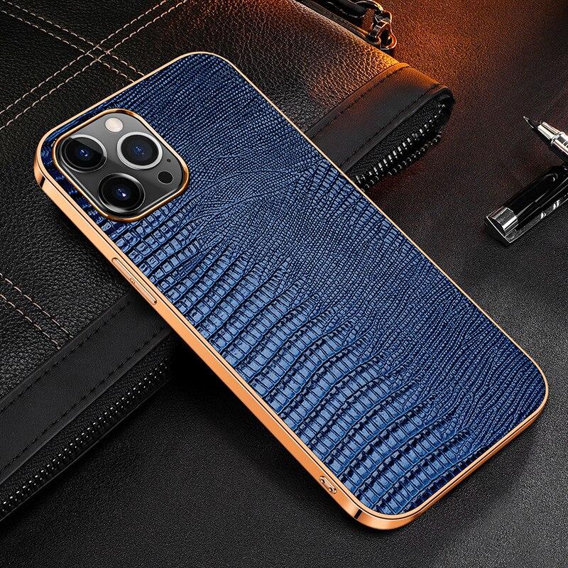 Contra Luxury Genuine Leather iPhone Case Blue