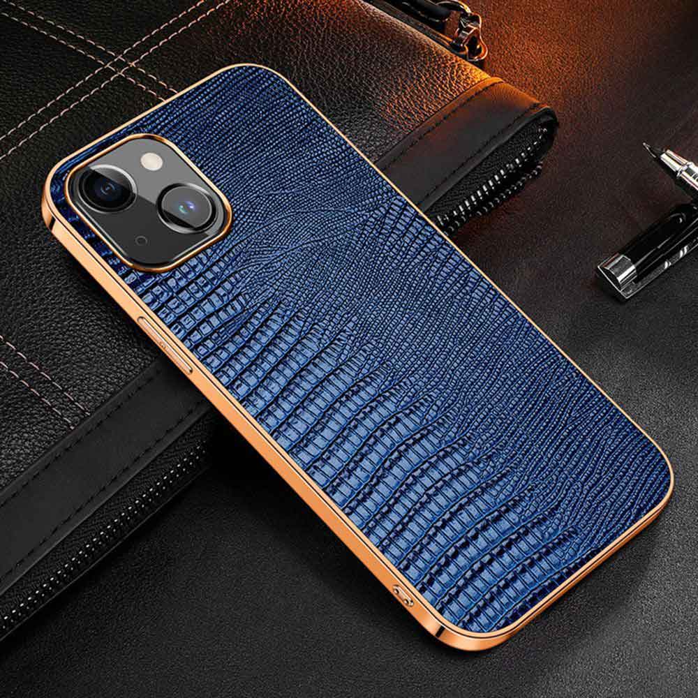 Contra Luxury Genuine Leather iPhone Case Blue