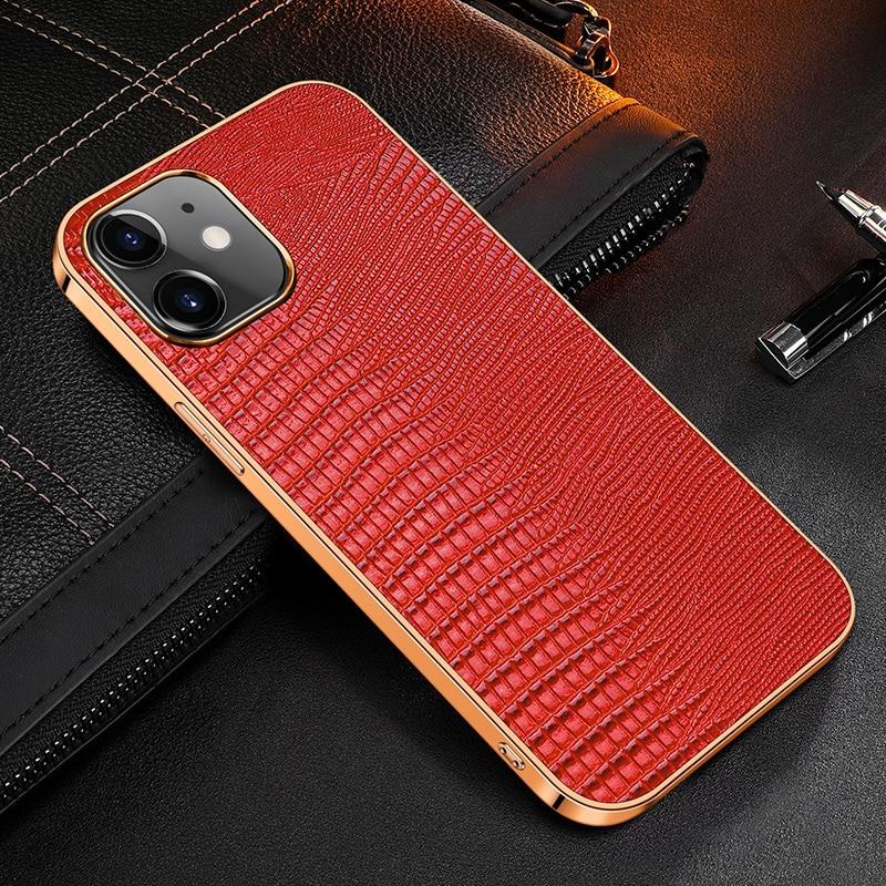 Contra Luxury Genuine Leather iPhone Case Red