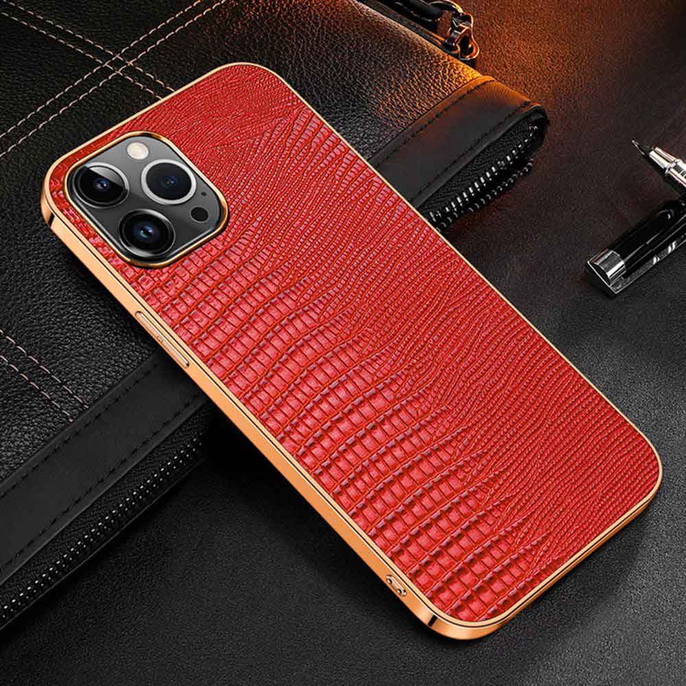 Contra Luxury Genuine Leather iPhone Case Red