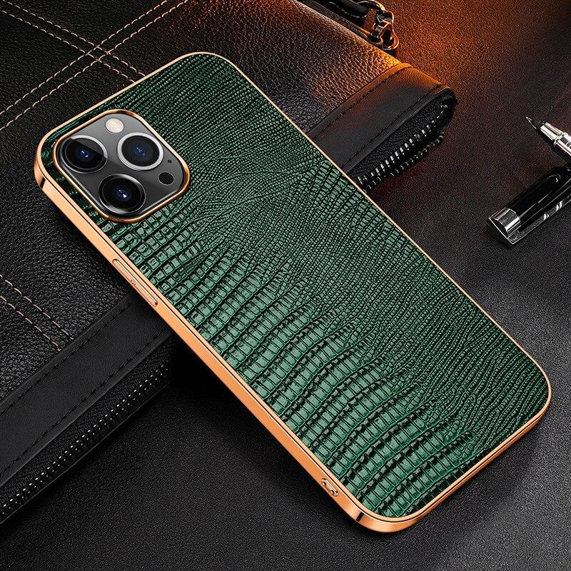 Contra Luxury Genuine Leather iPhone Case Green